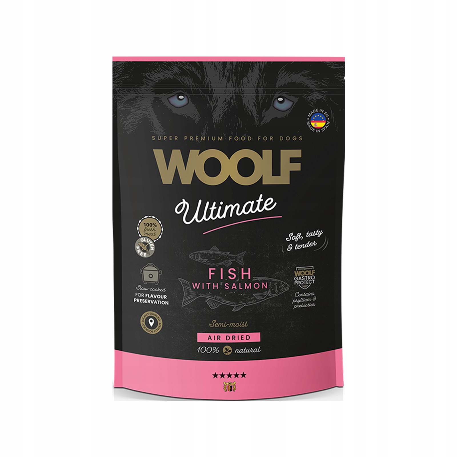 Levně Woolf Ultimate polovlhké krmivo pro psy adult Ryby Losos 1 kg
