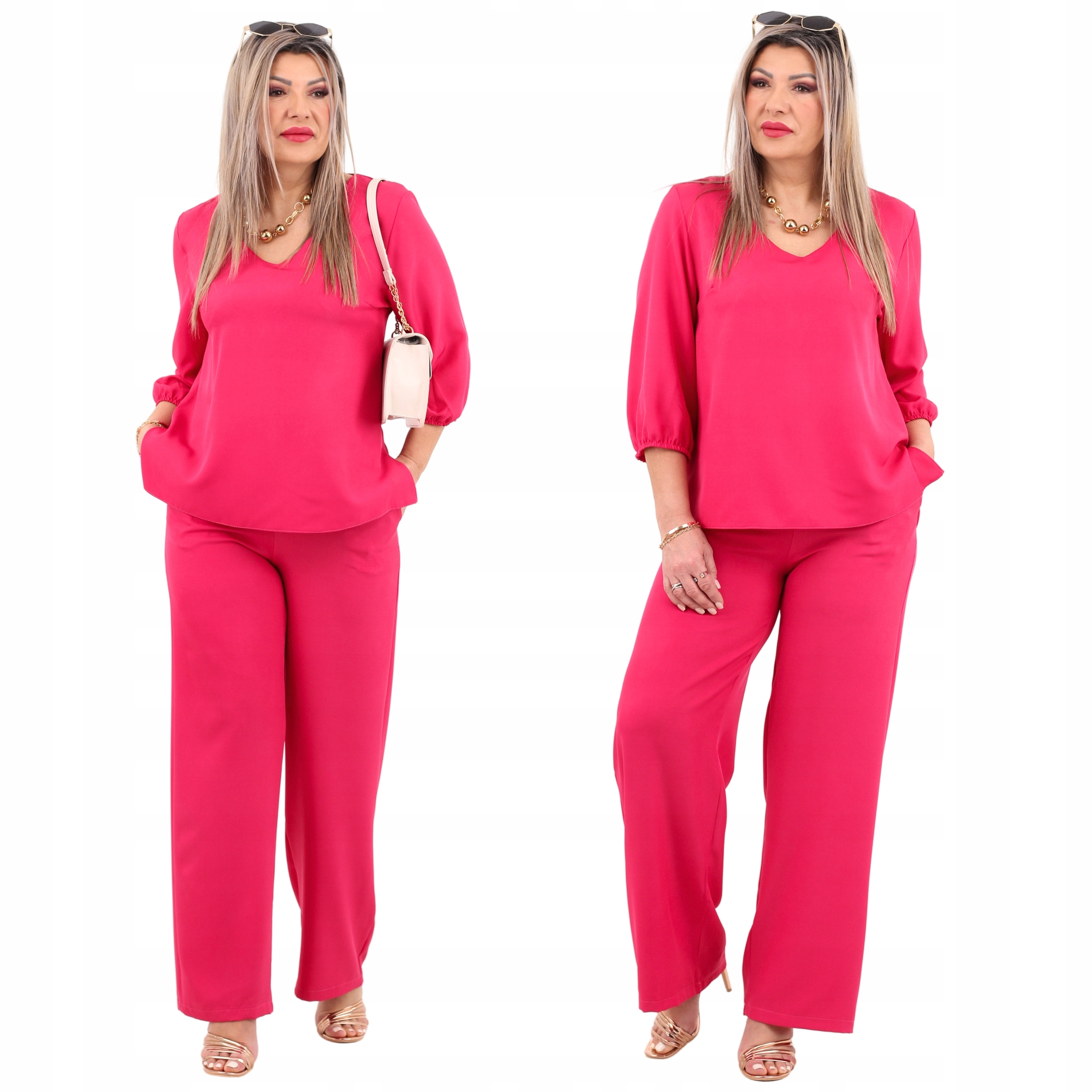 komplet letni bluzka i spodnie Polski Producent duże rozmiary