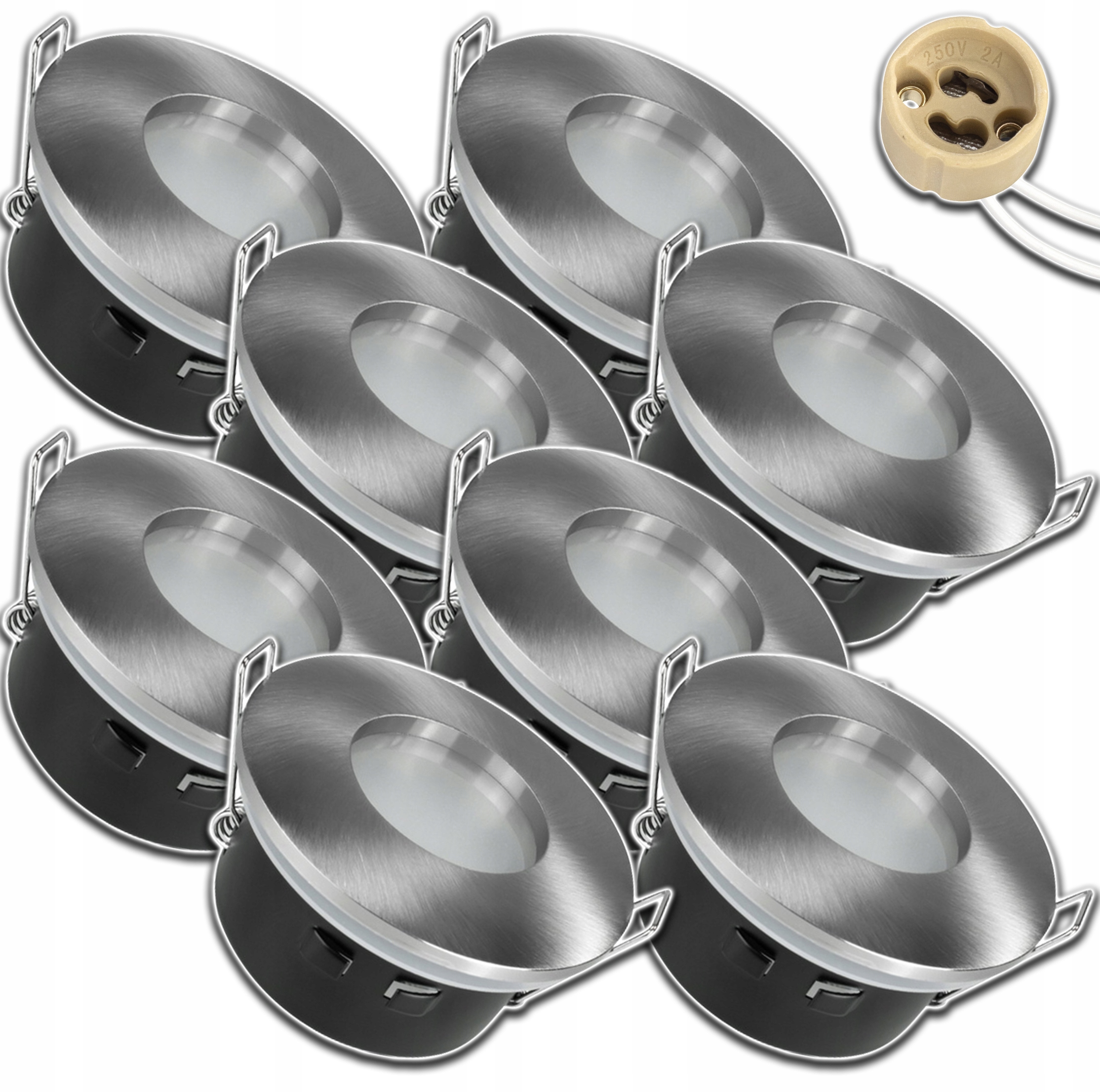 8xVODOTĚSNÉ Hermetické Stropní Svítidlo Halogen Zásuvka GU10