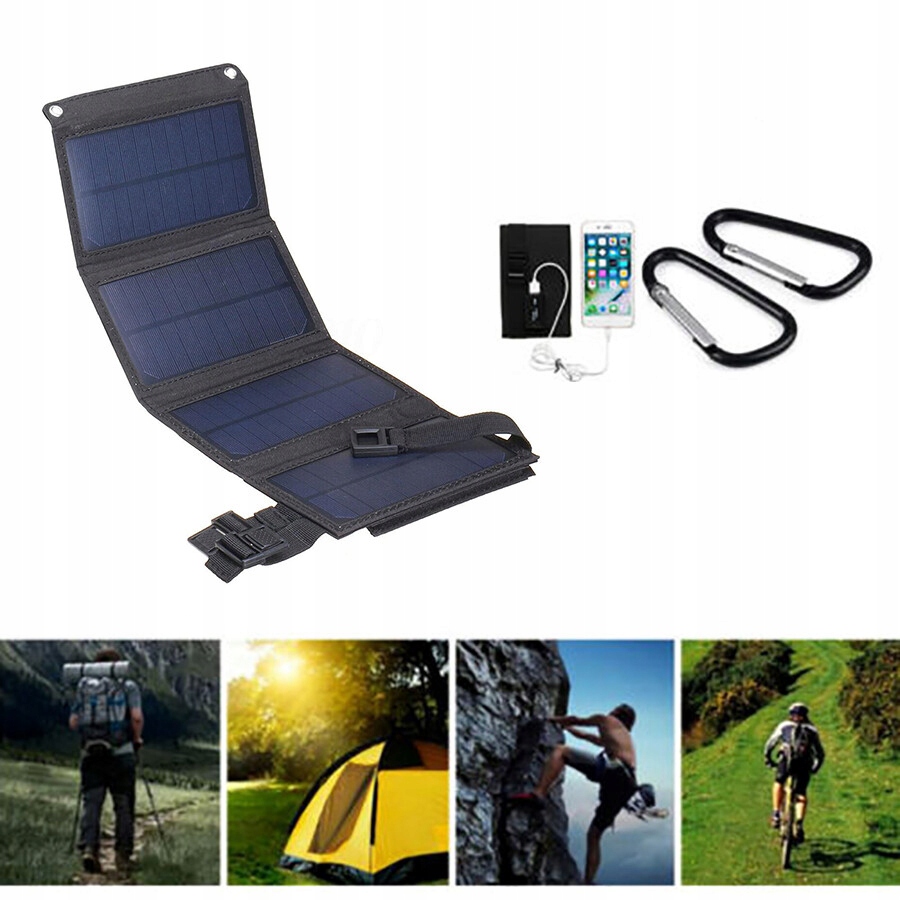 Skládací Solární Panel, Solární Nabíječka 20W Usb IP65 Pro Venkovní Telefon