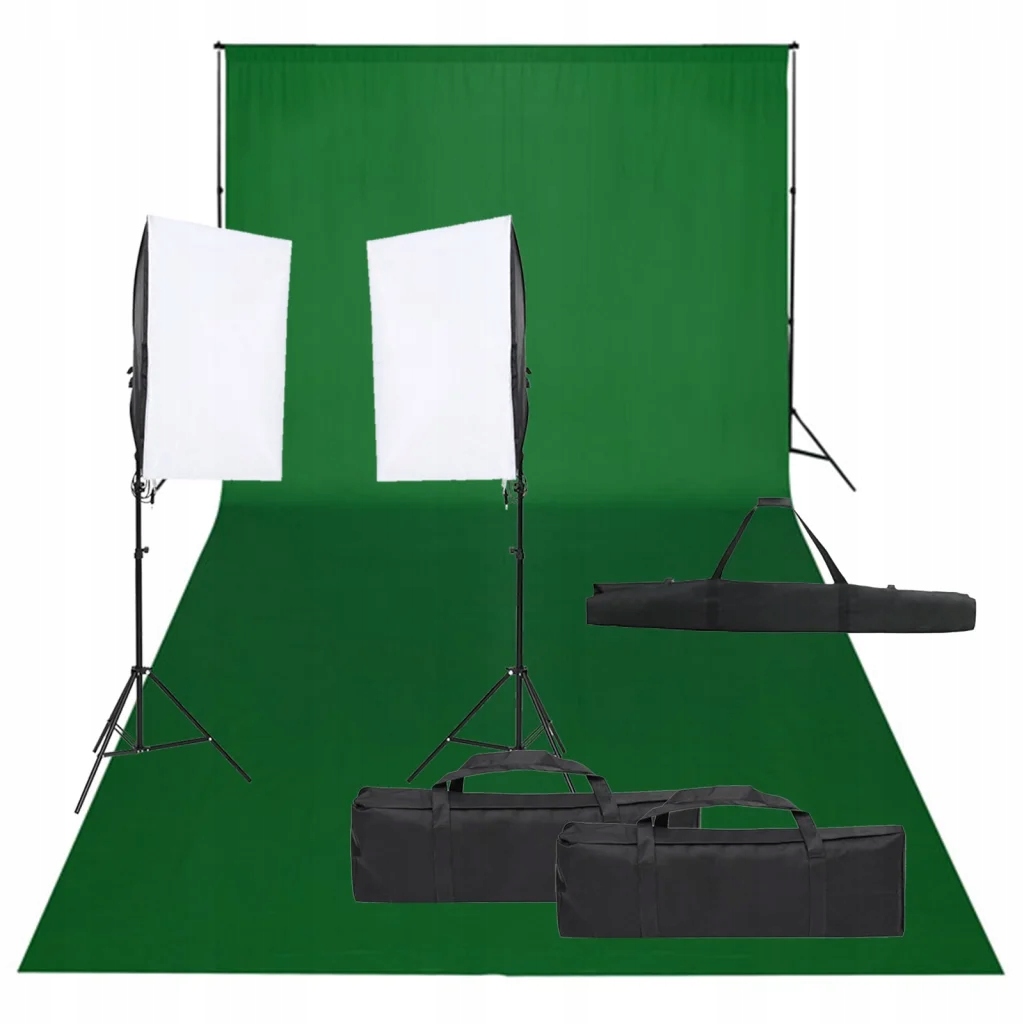 Zestaw fotograficzny 5500K 40x60cm czarny/z; 2x softbox, 2x statyw, 2x Led,