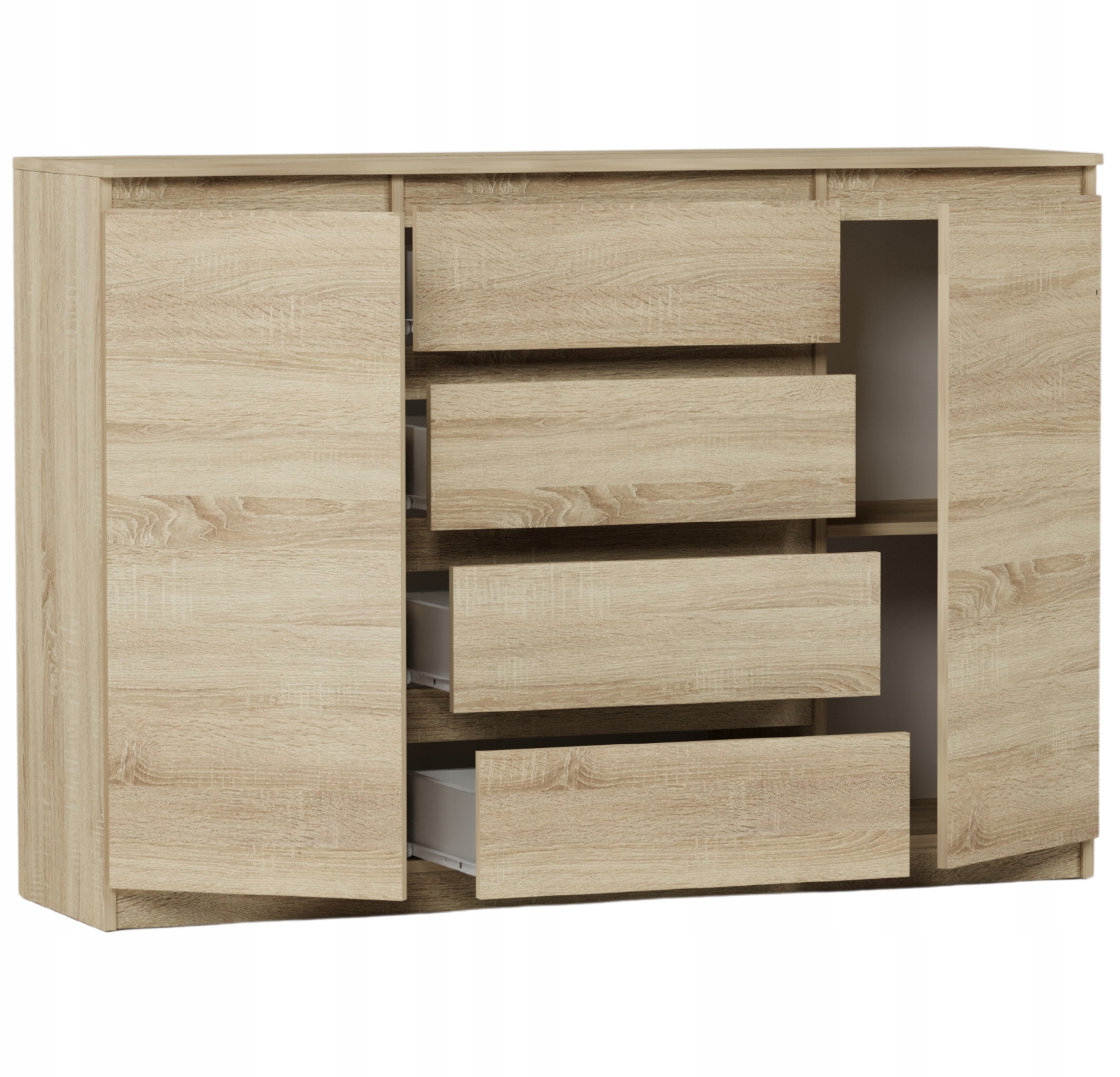 Modna KOMODA 140 SZAFKA 4 SZUFLADY 2 PÓŁKI Sonoma