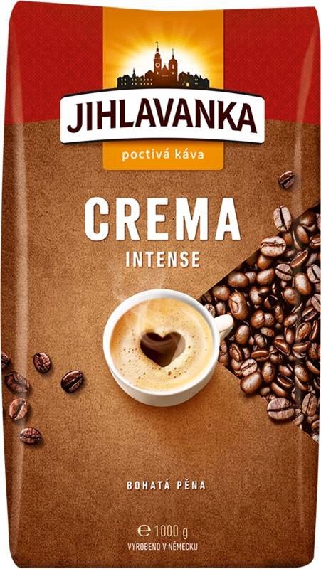 Levně Jihlavanka Crema Intense pražená zrnková káva 1kg