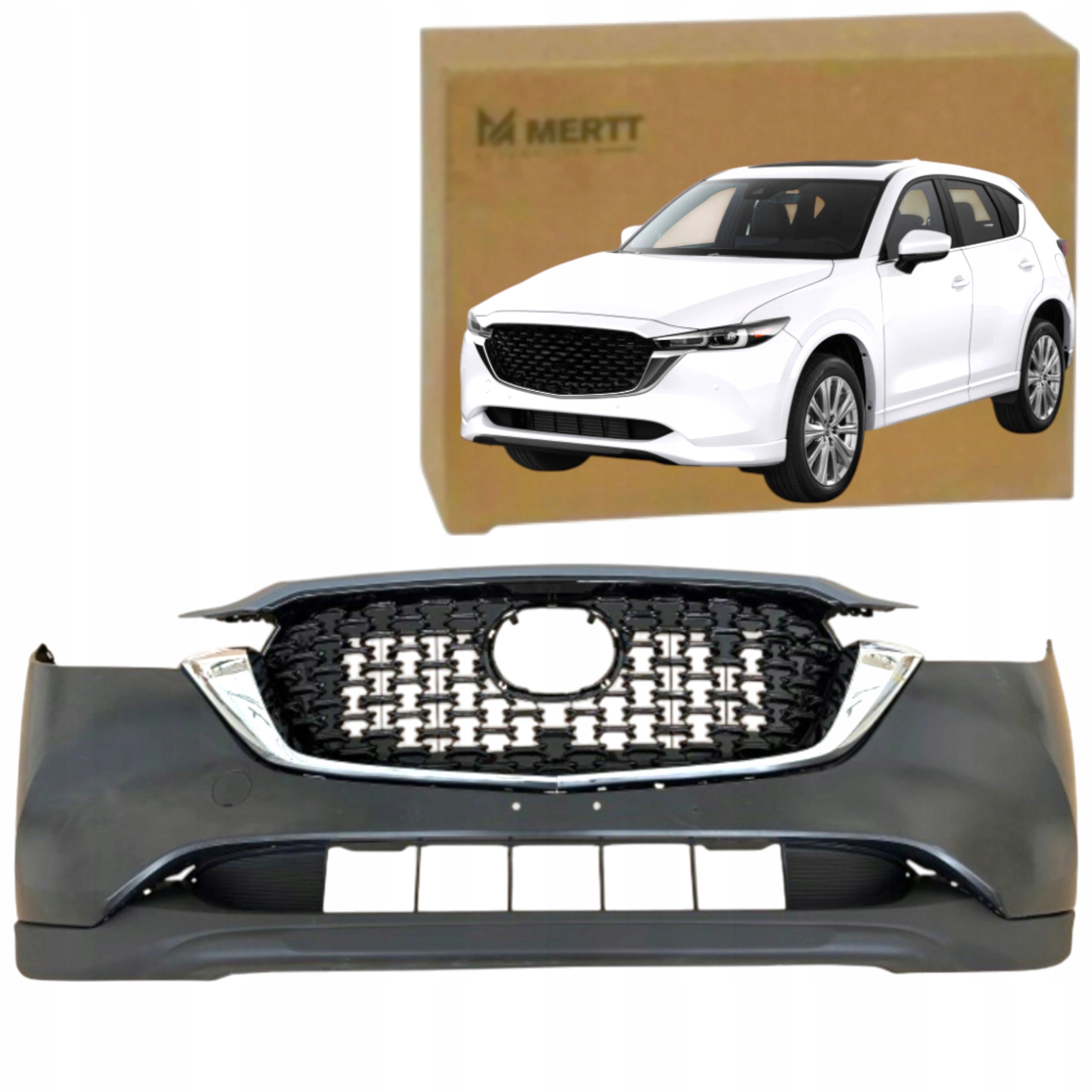 Mazda CX-5 2022+ Lift, Kompletní Nárazník, Přední Strana Grilu, Skořepina, Chromovaná Lišta