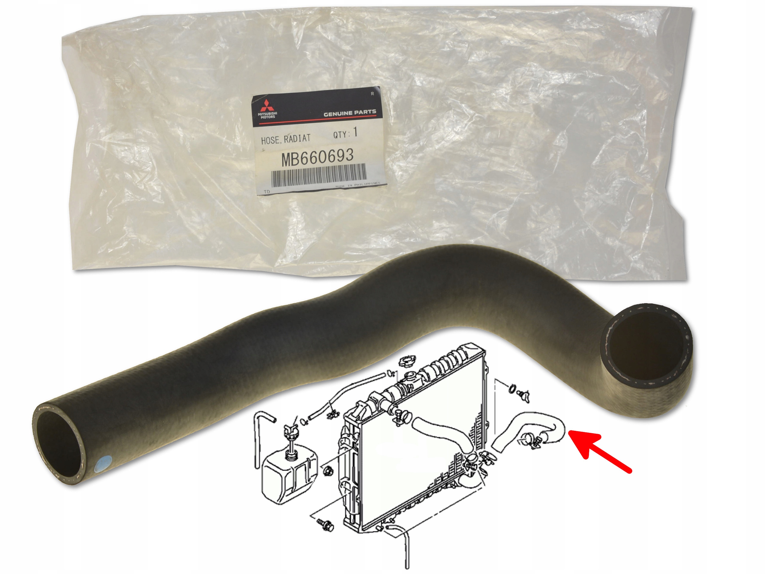 Kabel Trubka Hadice Chladiče Vody Spodní MB660693 Oe Mitsubishi Pajero