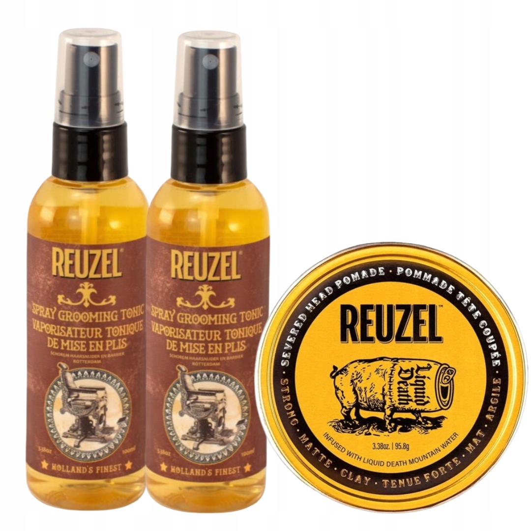 Zestaw Reuzel Tonik do włosów Grooming, Mocna Matowa Pomada do włosów