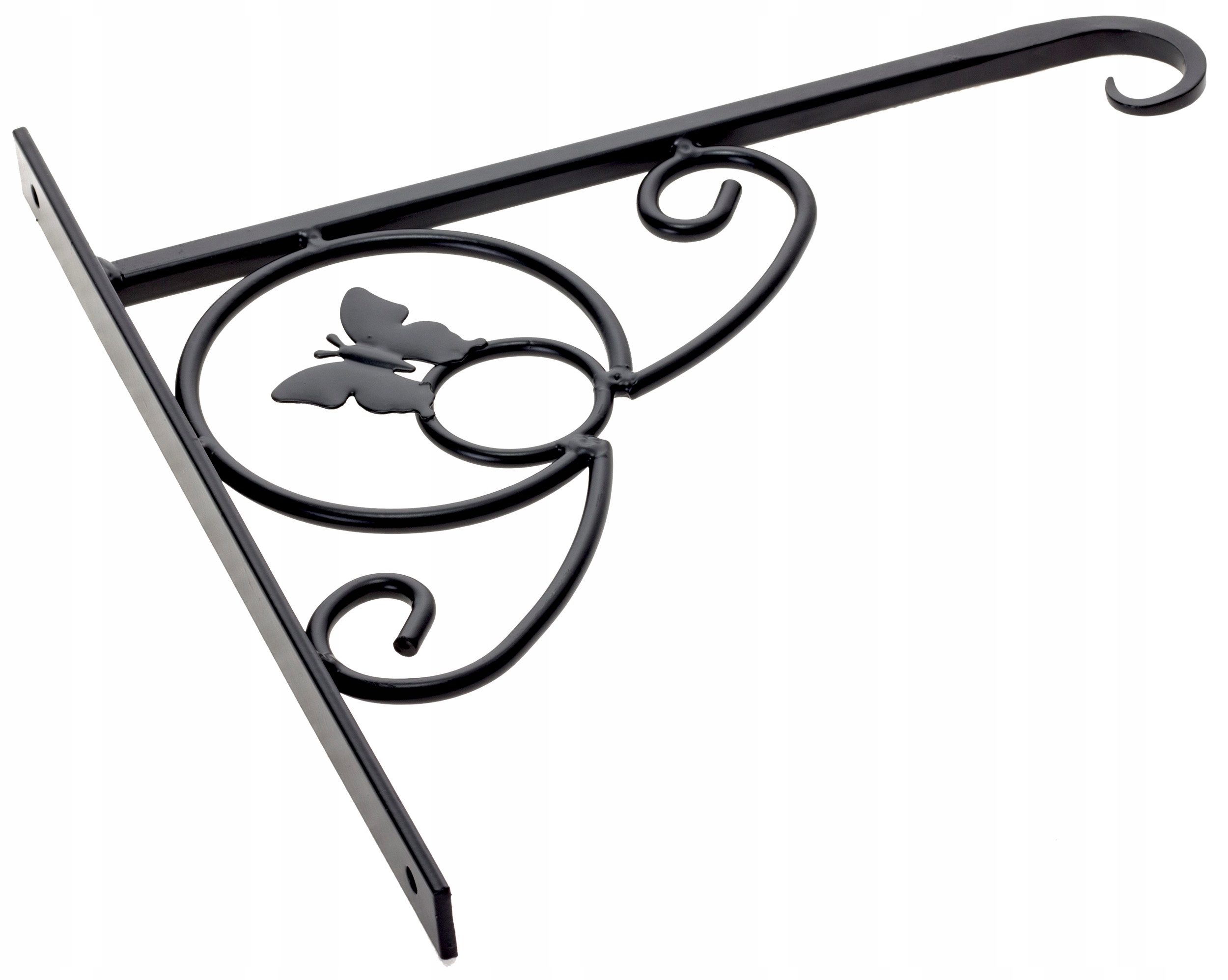 CZARNY OZDOBNY UCHWYT KWIETNIKA ŚCIENNY WIESZAK NA KWIATY W DONICZCE MOTYL Materiał wykonania metal