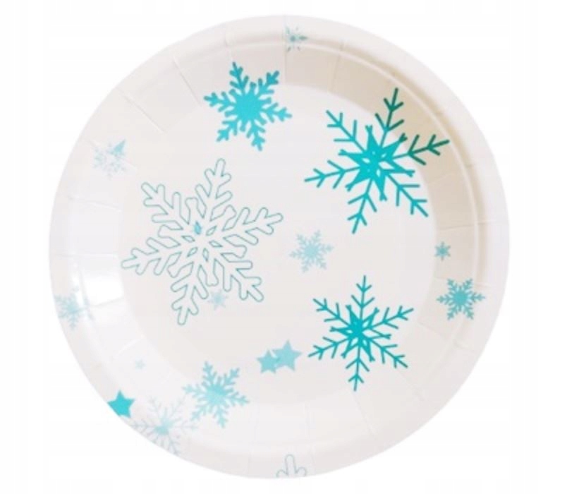 Papierowe talerzyki urodziny Elza śnieg 18 cm 6 szt elsa płatki jednorazowe