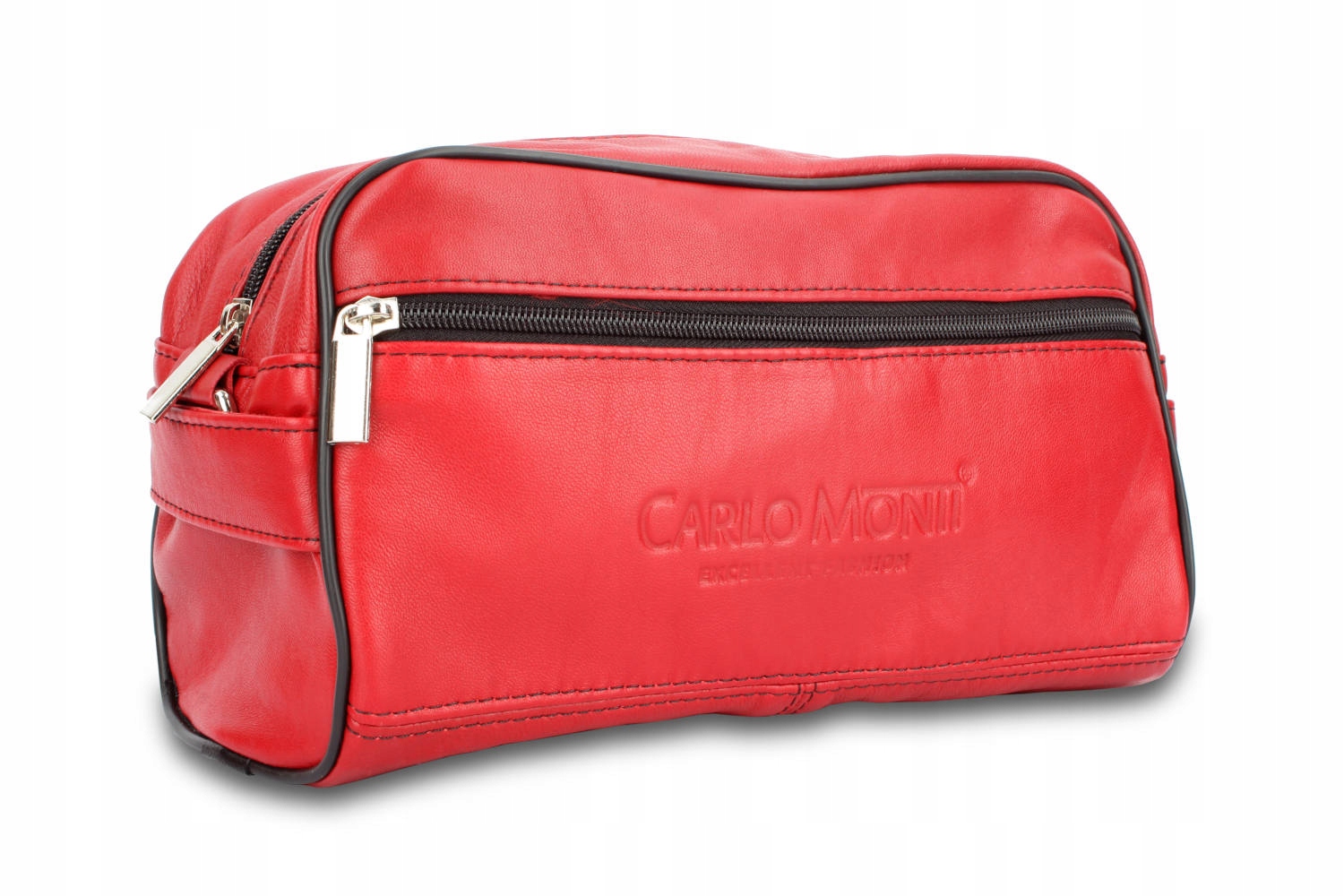 Elegantní Kožená kosmetika Velká z přírodní kůže Šarlatová KOS3-SK