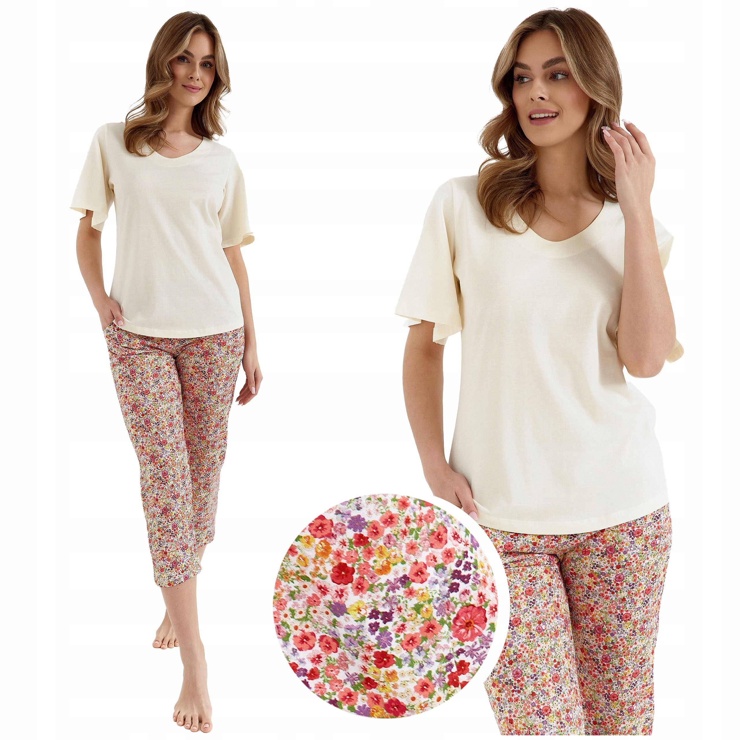 Dámské letní bavlněné pohodlné pyžamo s krátkým rukávem 457 Cana L