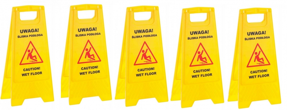 MERIDA TABLICA POTYKACZ UWAGA ŚLISKA PODŁOGA x5