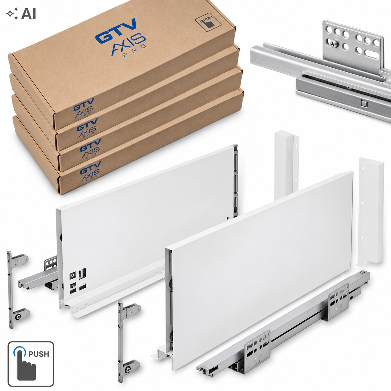 Šuplík Gtv Axis Pro push to open P2O 550 mm vysoká H167 bílá 1 balení