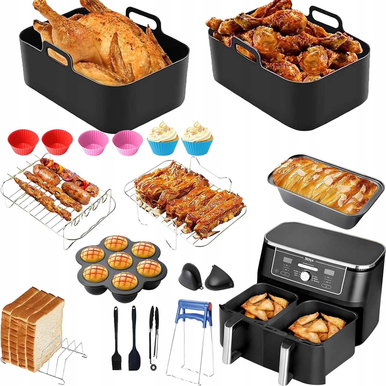 Akcesoria Do Ninja Airfryer Podwójny Kosz 7,6 L 9,5 L 19ZESTAW