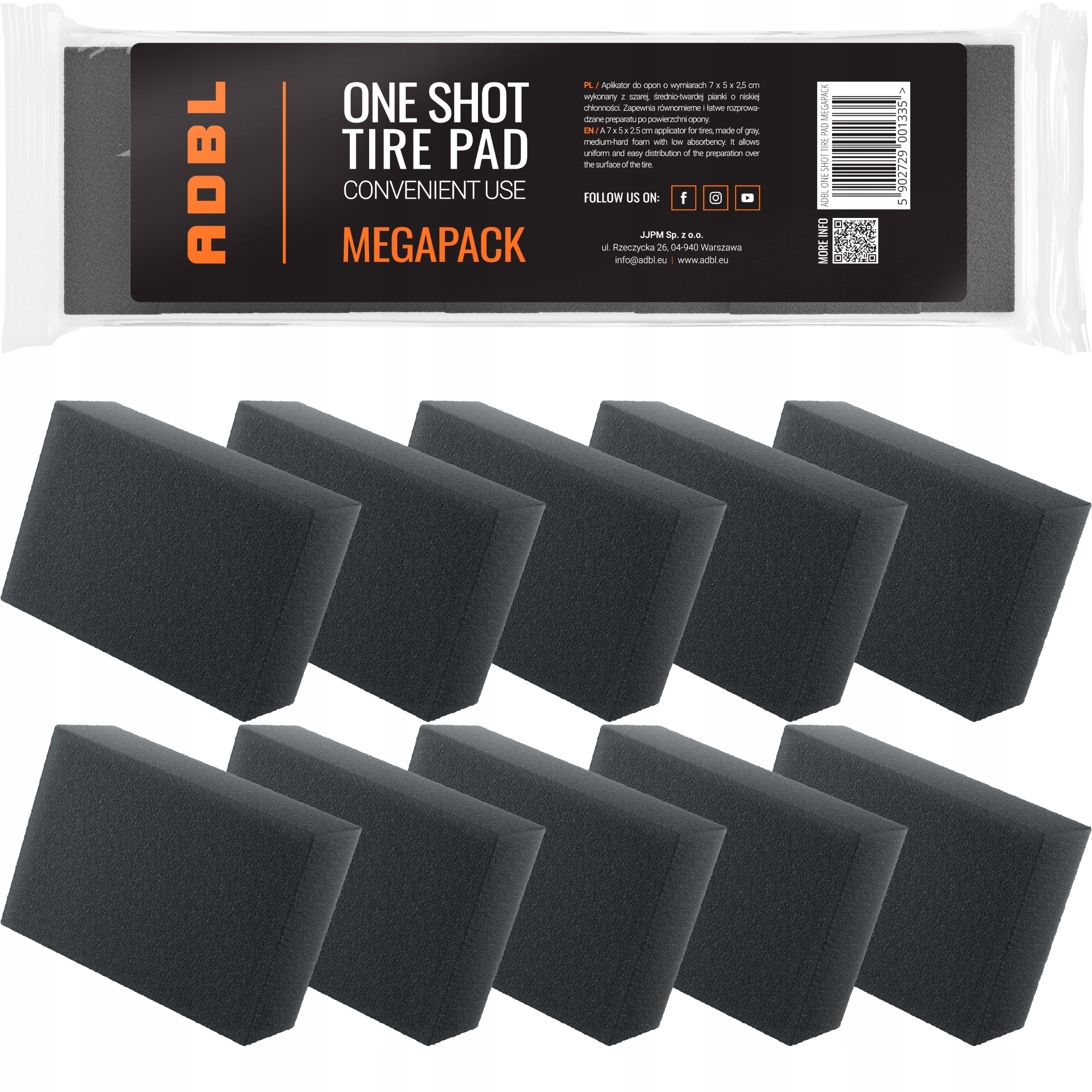 Adbl 10x One Shot Tire Pad Megapack Piankowy Aplikator Do Dressingu Do Opon