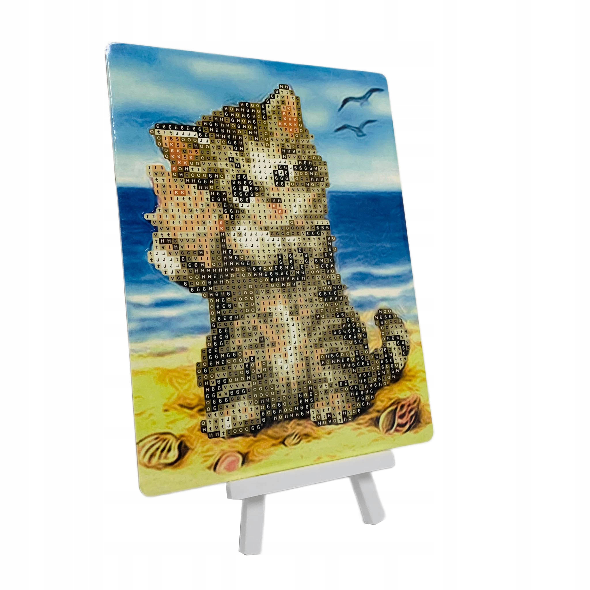 DIAMENTOWA MOZAIKA HAFT DIAMENTOWY 5D KOT NA PLAŻY NA SZTALUDZE 15X20CM EAN (GTIN) 5902444072573
