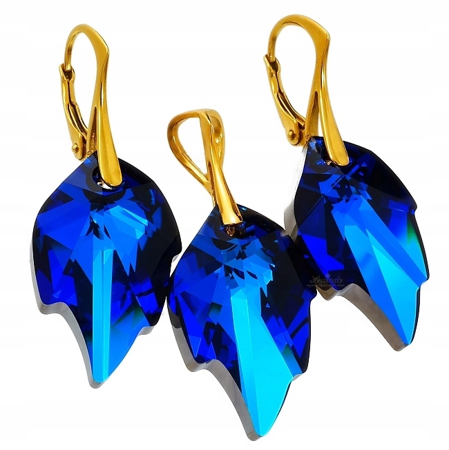 Krystaly Komplet Blue Leaf Zlaté Stříbro