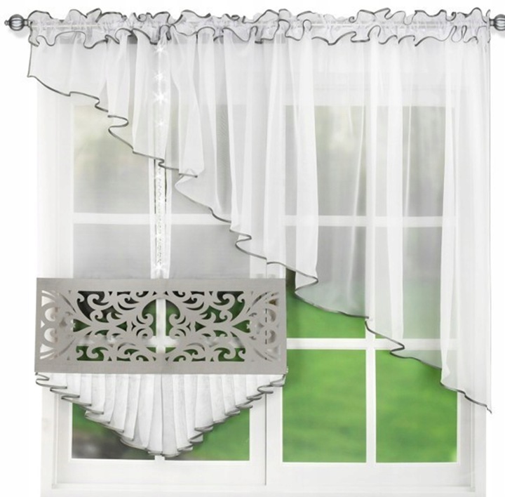 Firana Gotowa Z Panelem Ażurowym Firanka Woal Panel 400x140 cm