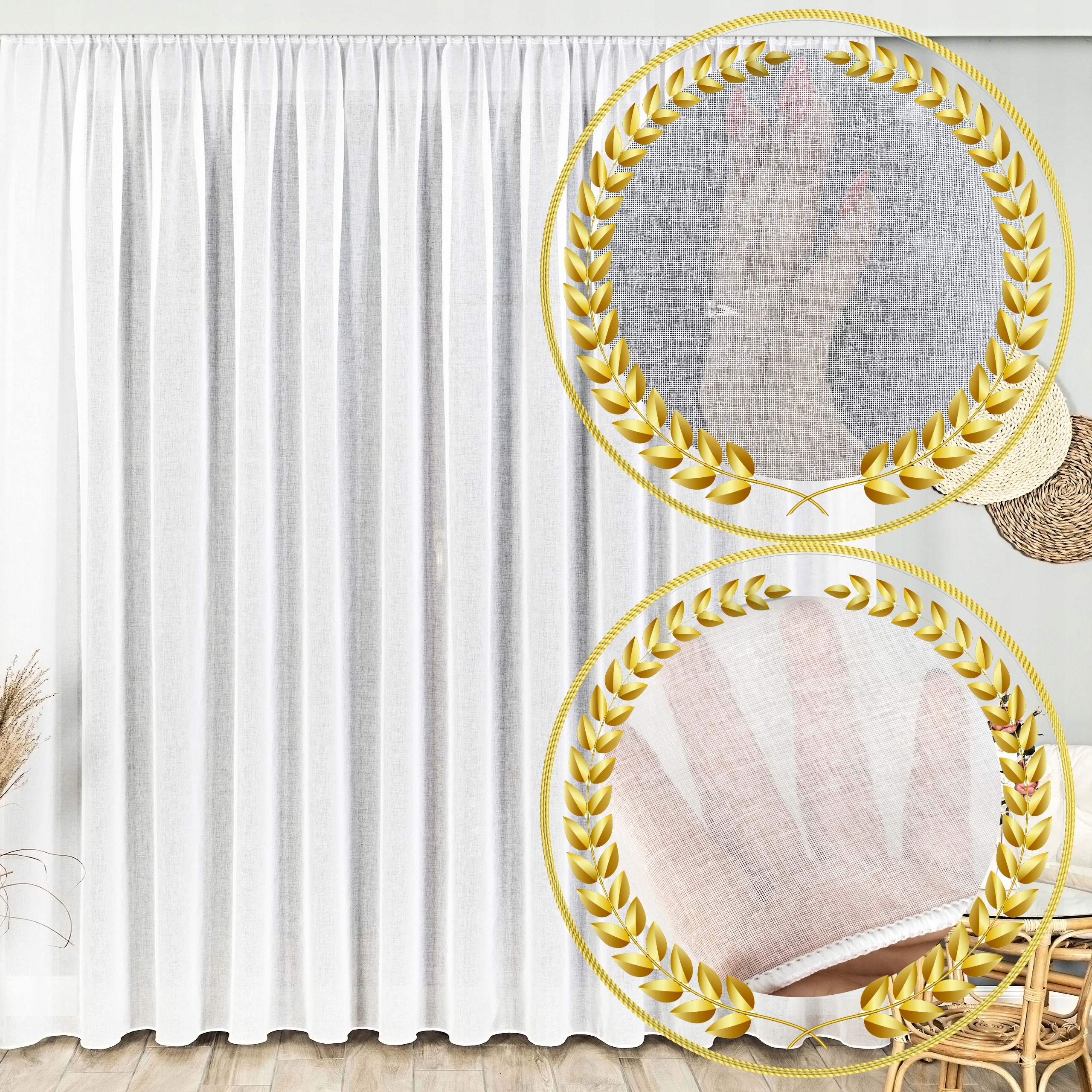 Hotová Záclona Bílá Etamina Na Pásku S Olovnicí Do Obývacího Pokoje 900x240