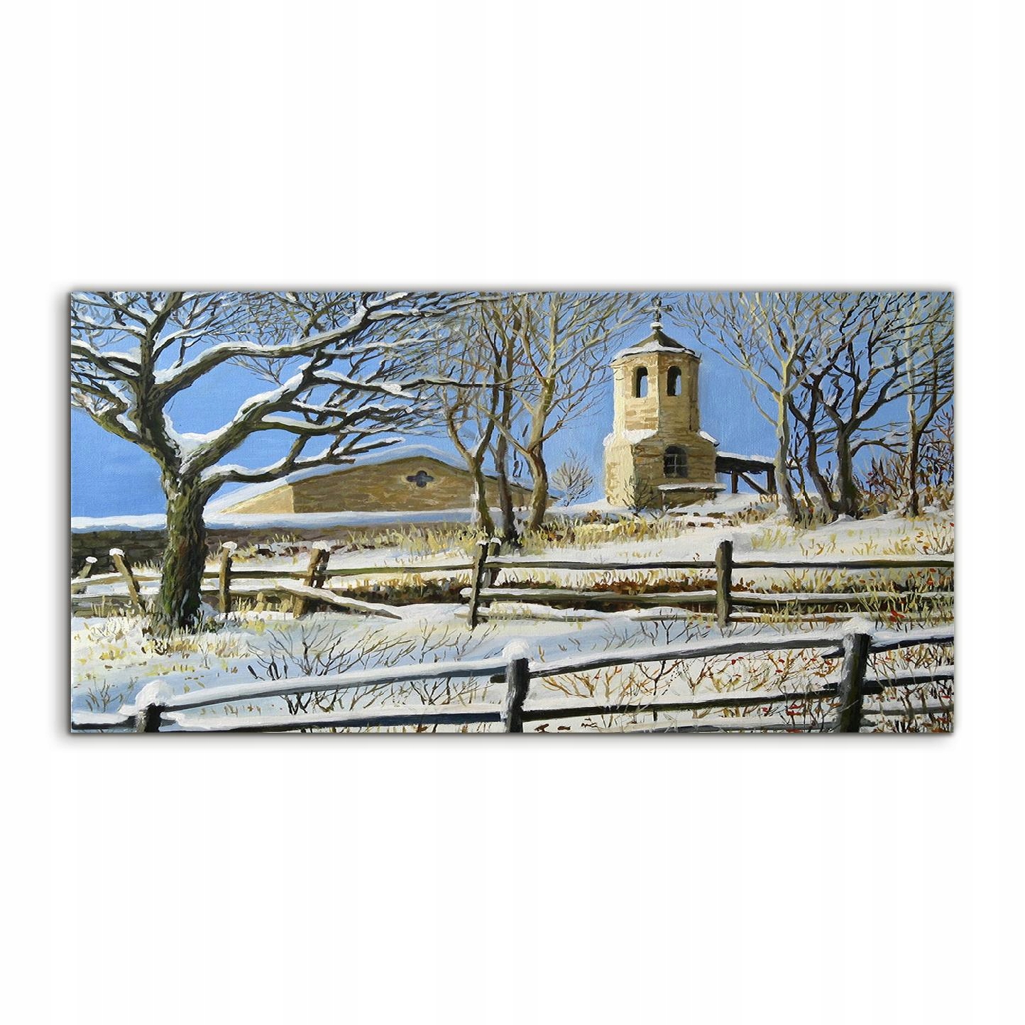 Akrylový obraz 120x60 moderný Hory Sneh Kostol