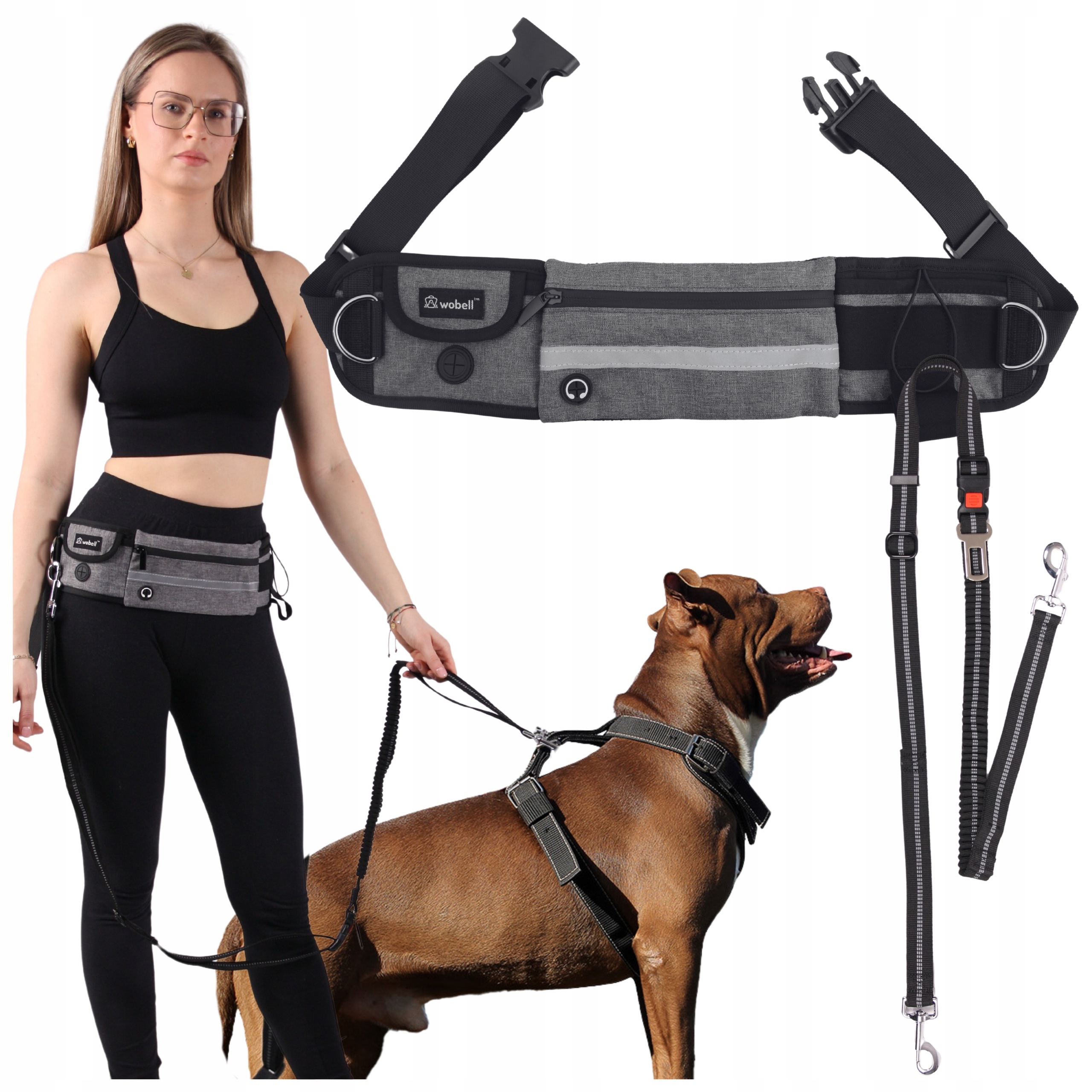 Levně Vodítko Sportovní Bederní Pás Ledvinka pro psa Regulovatelná Tlumička Silná 50kg