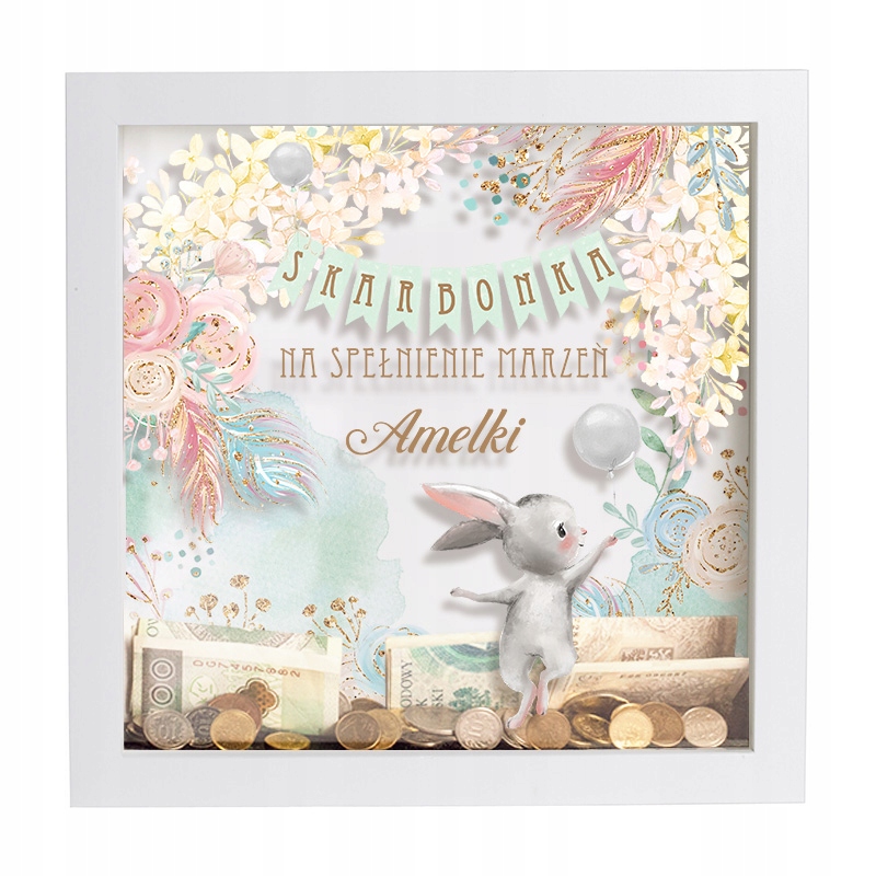 

Skarbonka 3D Zajączek Personalizowana