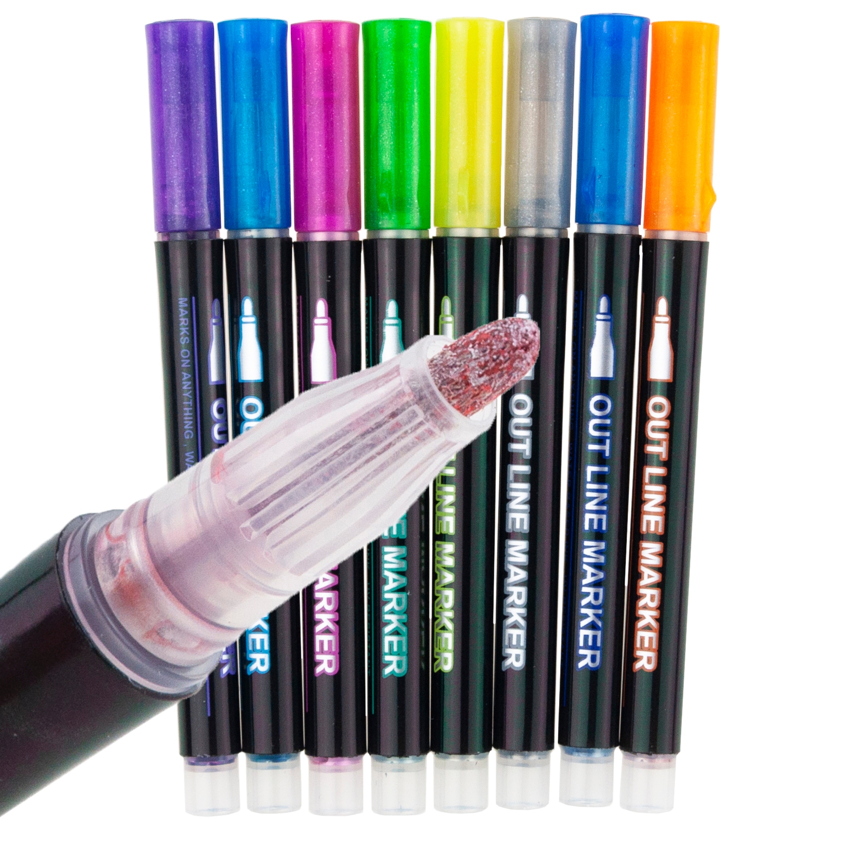 MAZAKI PISAKI FLAMASTRY konturowe 8SZT outline