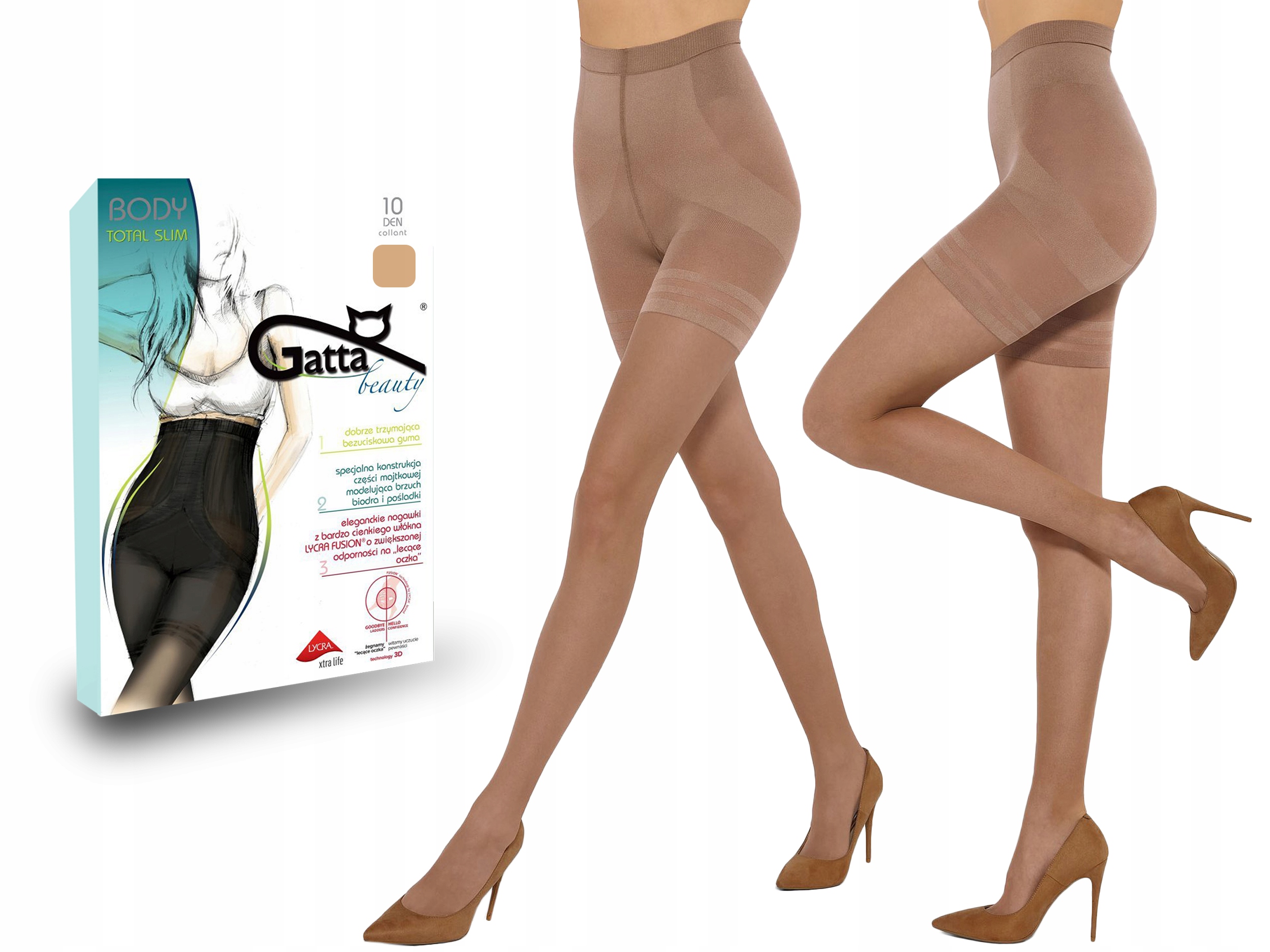 

Rajstopy Body Total Slim Gatta 10 den, visone, 4-L