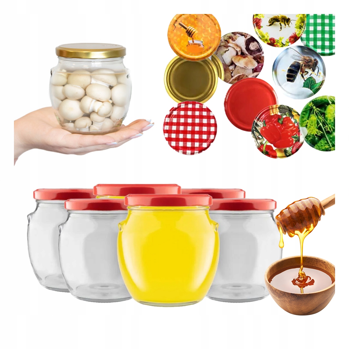 50x Sklenička Amfora 520 ml Džem Zavařeniny Víčko