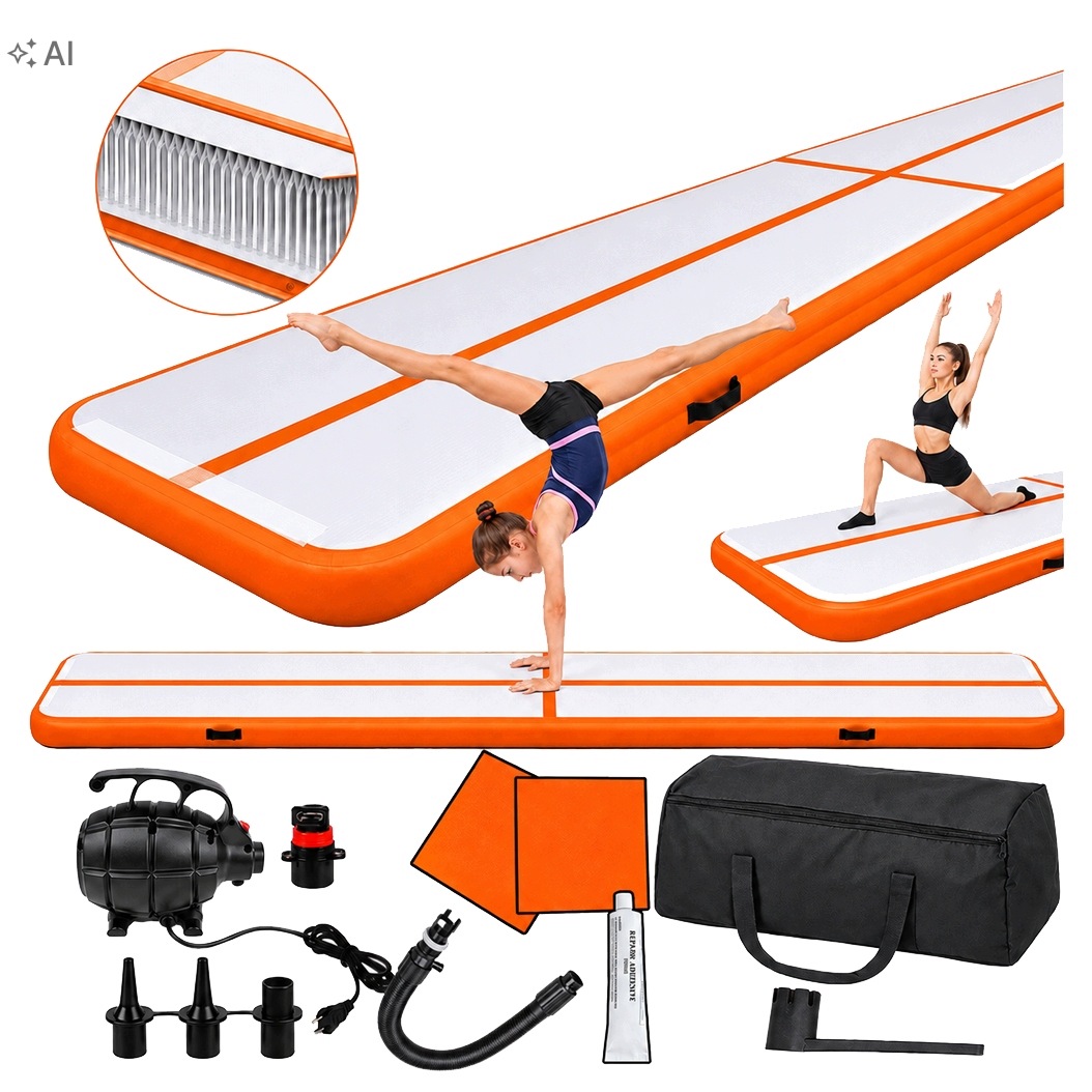 Podložka na cvičení Air Track Nafukovací Posilovací 10 cm 5 m Oranžová pumpička