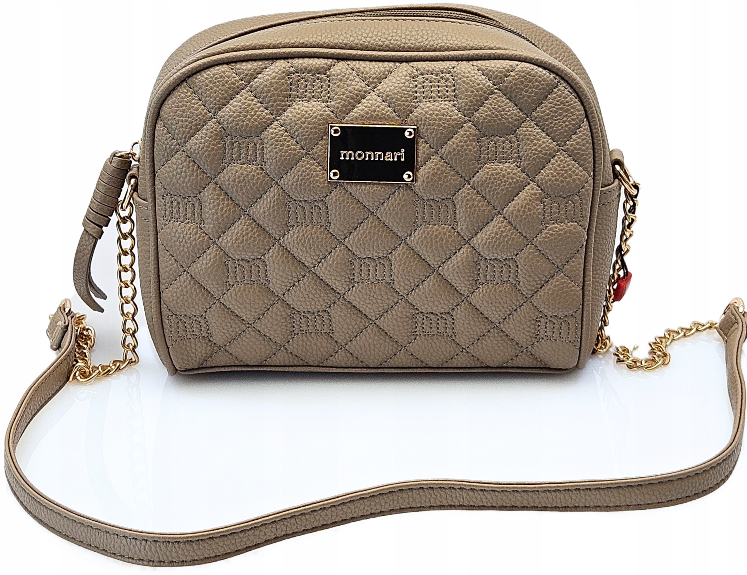 Monnari Kabelka Přes Rameno BAG4740-020 Crossbody Prošívaná Eko kůže Béžová