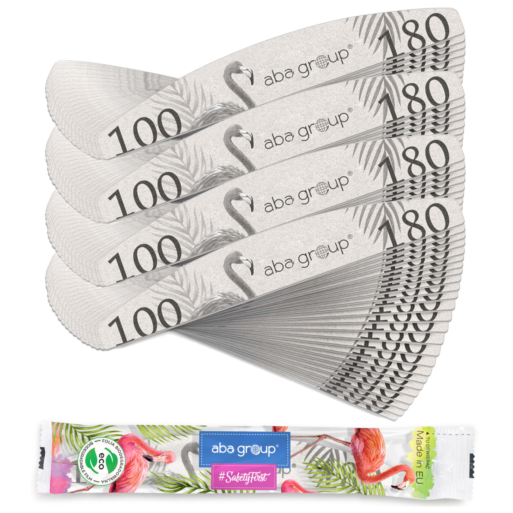 pilník na nehty 100/180 Loďka Půlměsíc Slim Fólie Aba Group 100 ks