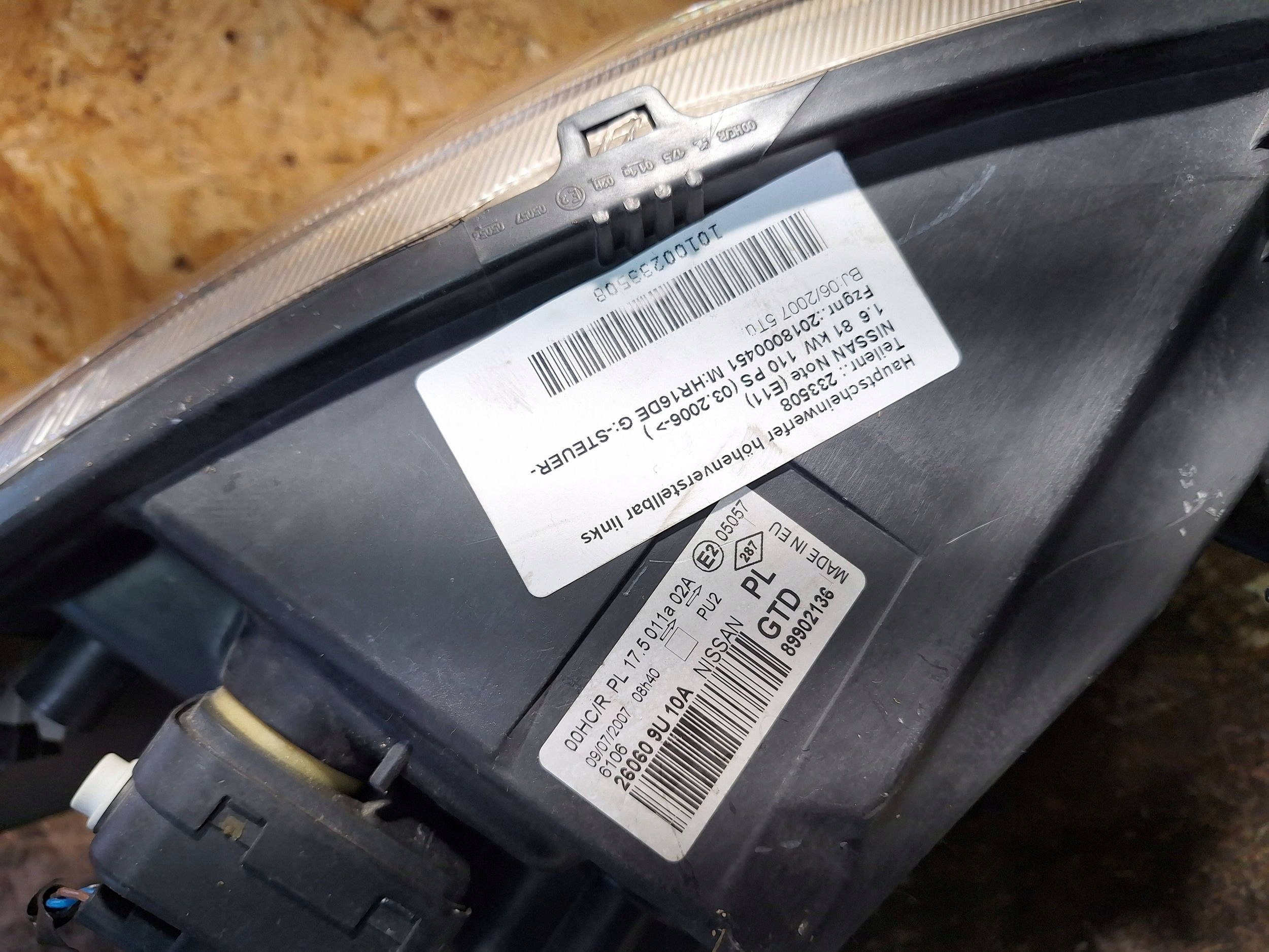 light left front NISSAN NOTE E11 06-09 EUROPA