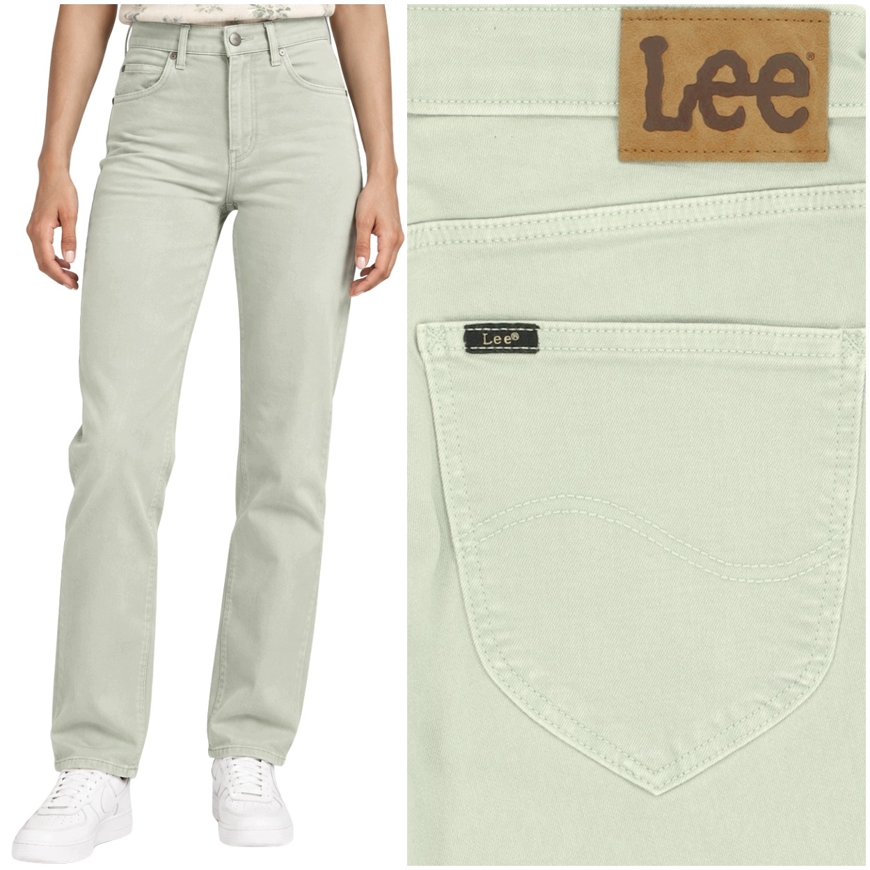 Lee Marion Straight Soft Sage jednoduché dámské látkové kalhoty W28 L33