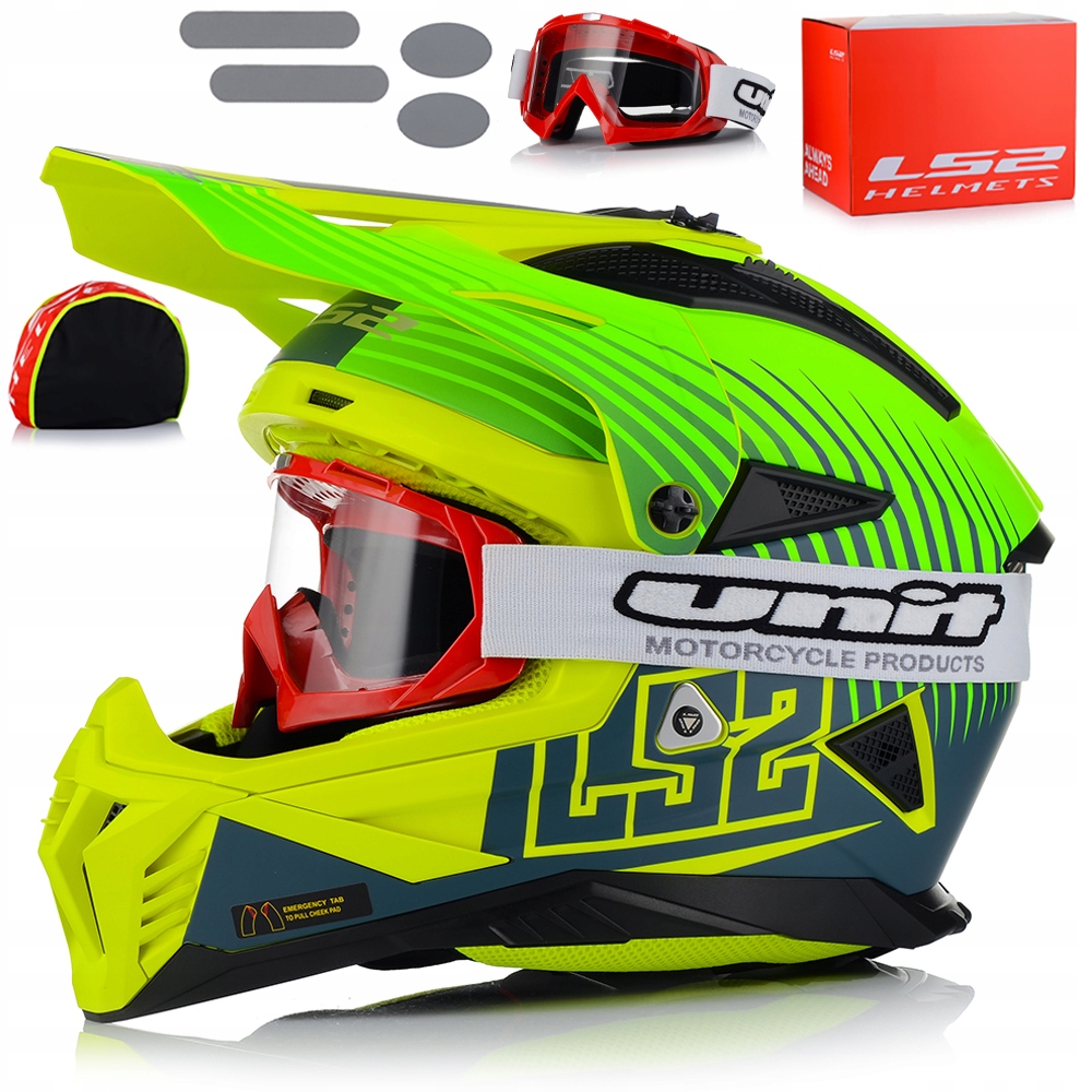 Motocyklová Prilba LS2 MX708 Fast II Duck Fluo Ľahká Enduro Cross Atv Okuliare