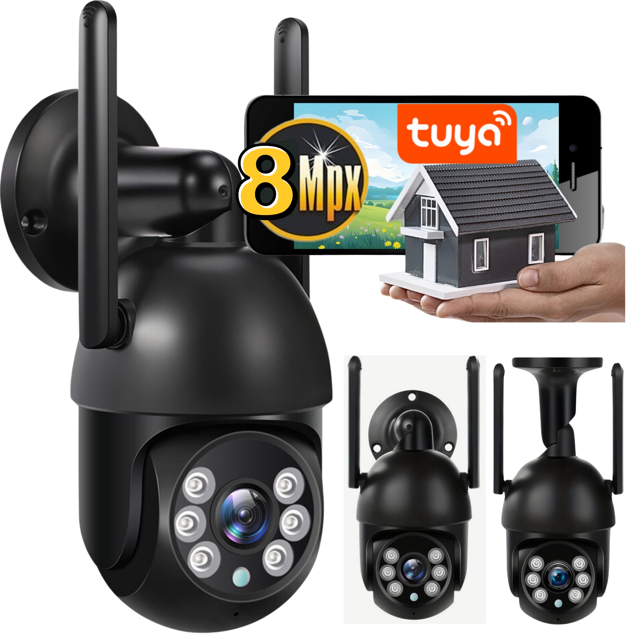 Venkovní Ip Wifi kamera Otočná 8 MPx Bezdrátová Ultra Hd Zoom Černá