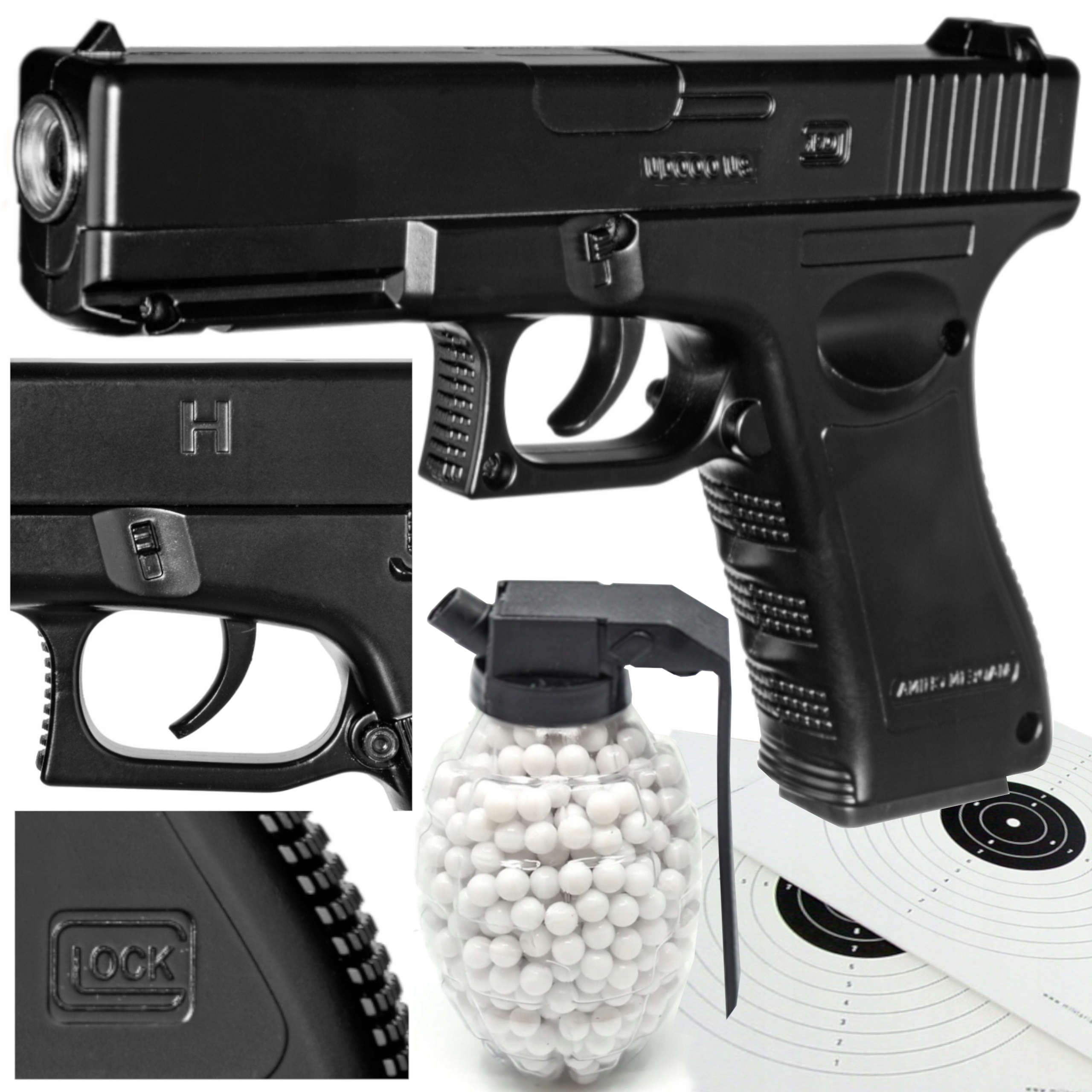 

Metalowy Pistolet Na Kulki Glock 17 Granat Kulek