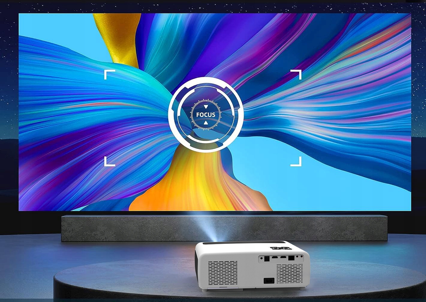 Rzutnik Projektor LED WiFi Android TV FULL HD 4K 24000lm 800 ansi Autofocus Rozdzielczość podstawowa (px) 1920 x 1080