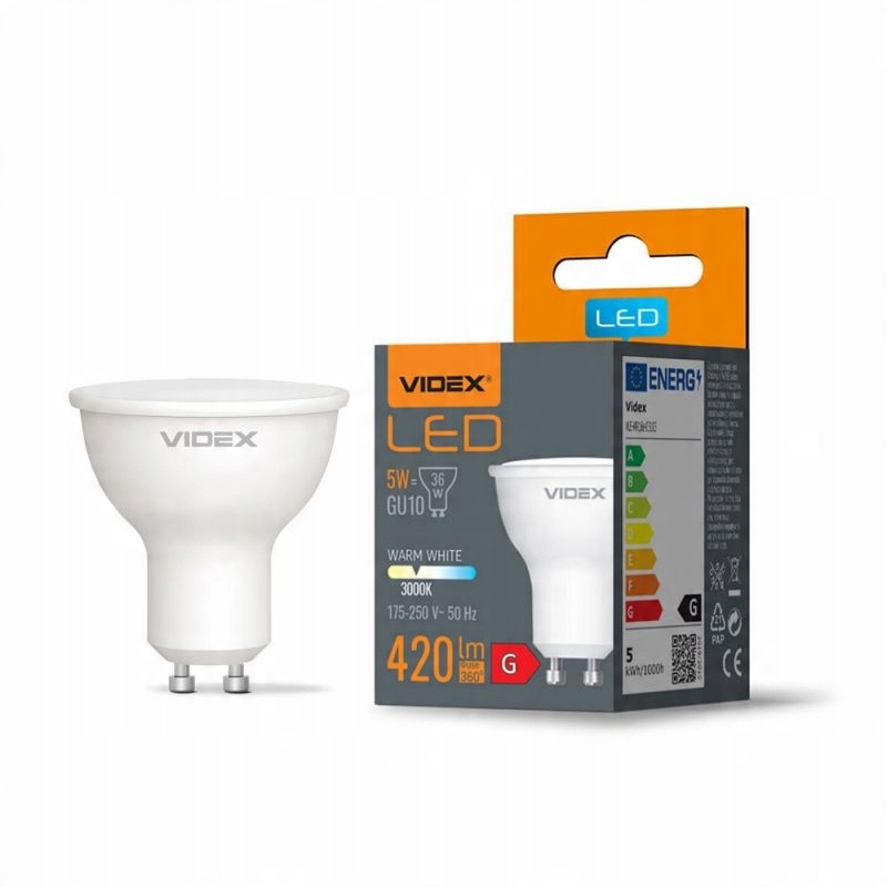 

Żarówka Led 5W, GU10, 420lm, Barwa ciepła