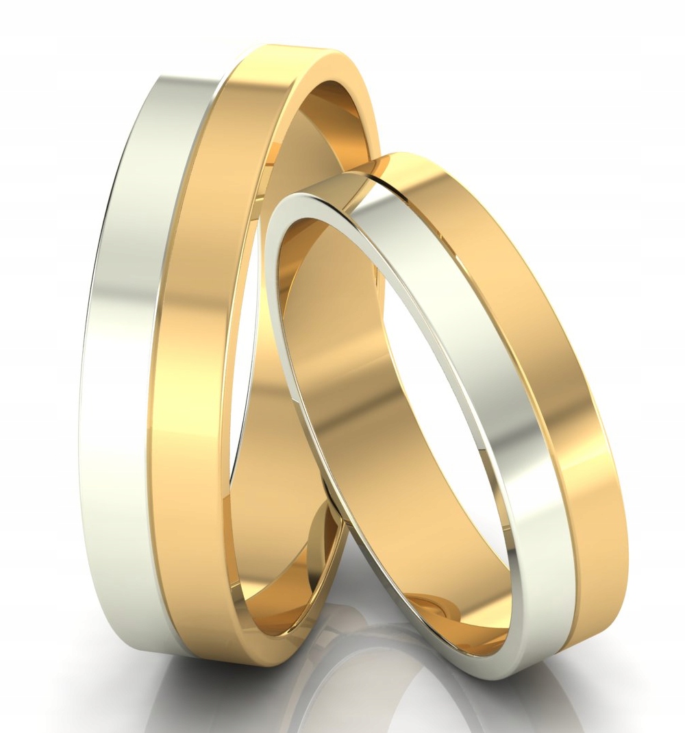 Snubní Prsteny Z Dvoubarevného Zlata, Bílé, Žluté, Pr. 585