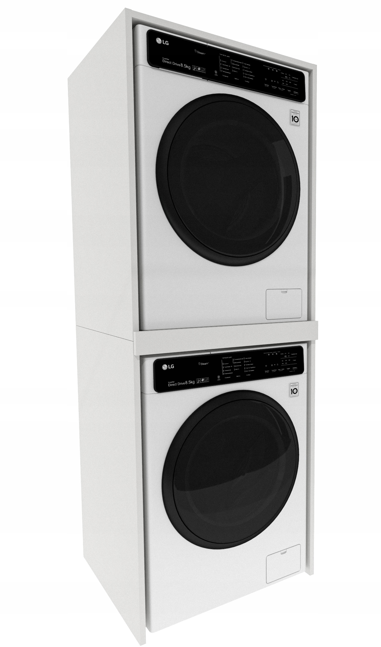 Skříňka na pračku a sušičku Sloupek 180 cm 180x66x65 zabudovaná Bílá