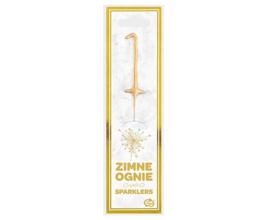 ZŁOTA CYFRA 1 ZIMNE OGNIE ŚWIECZKA NA TORT DEKORACJA