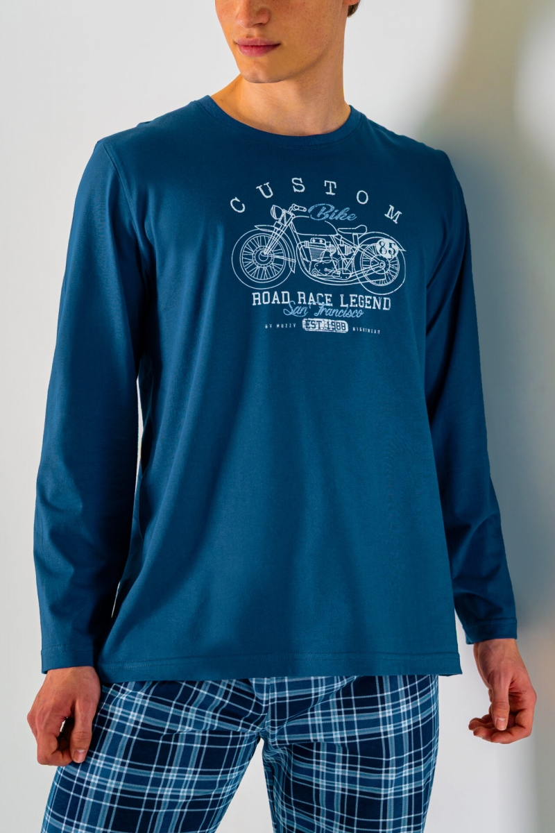 Muzzy Pánské pyžamo Custom, dlouhé kalhoty, kostkované, velikost: XL