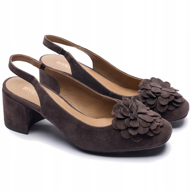 Dámské lodičky s odkrytou patou Ryłko A5EY1__ _3FVF Brown Kůže VEL.40