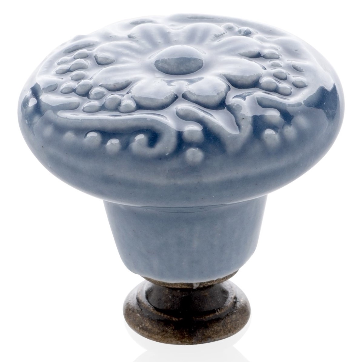 

Gałka Meblowa Porcelana Żłobiona niebieska 34 mm