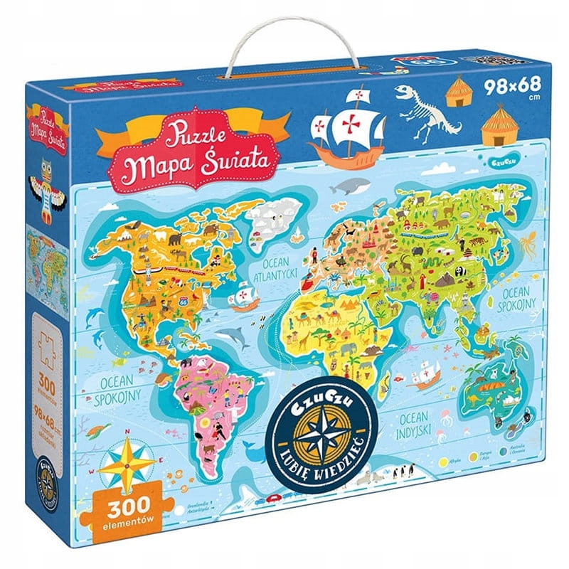 CZUCZU Puzzle Mapa Świata 300 elementów 7+
