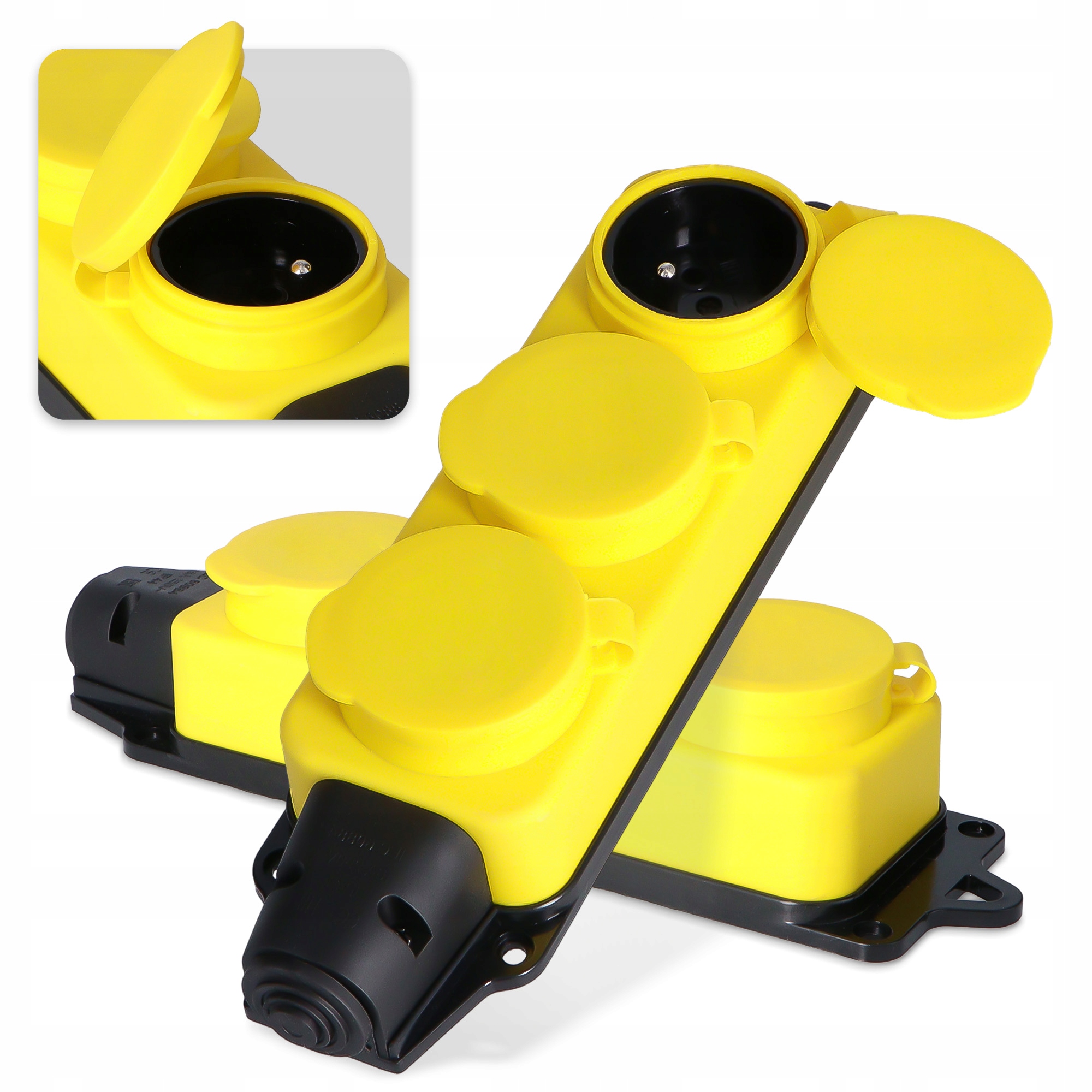 PRZEDŁUŻACZ Trójnik Budowlany Rozgałęźnik LISTWA Gumowa 3x GNIAZDO 16A 230V Kolor żółty