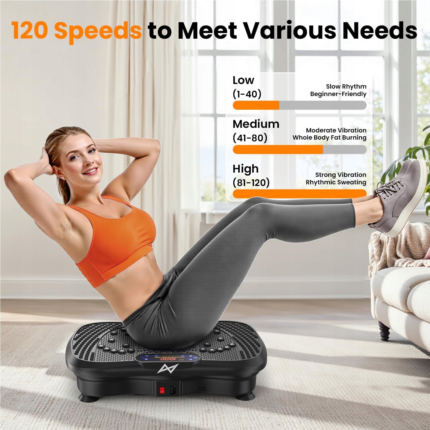 AXV Wibracyjna Platforma Fitness 150kg Bluetooth 120 Poziomów 5 Trybów — miniatura 5