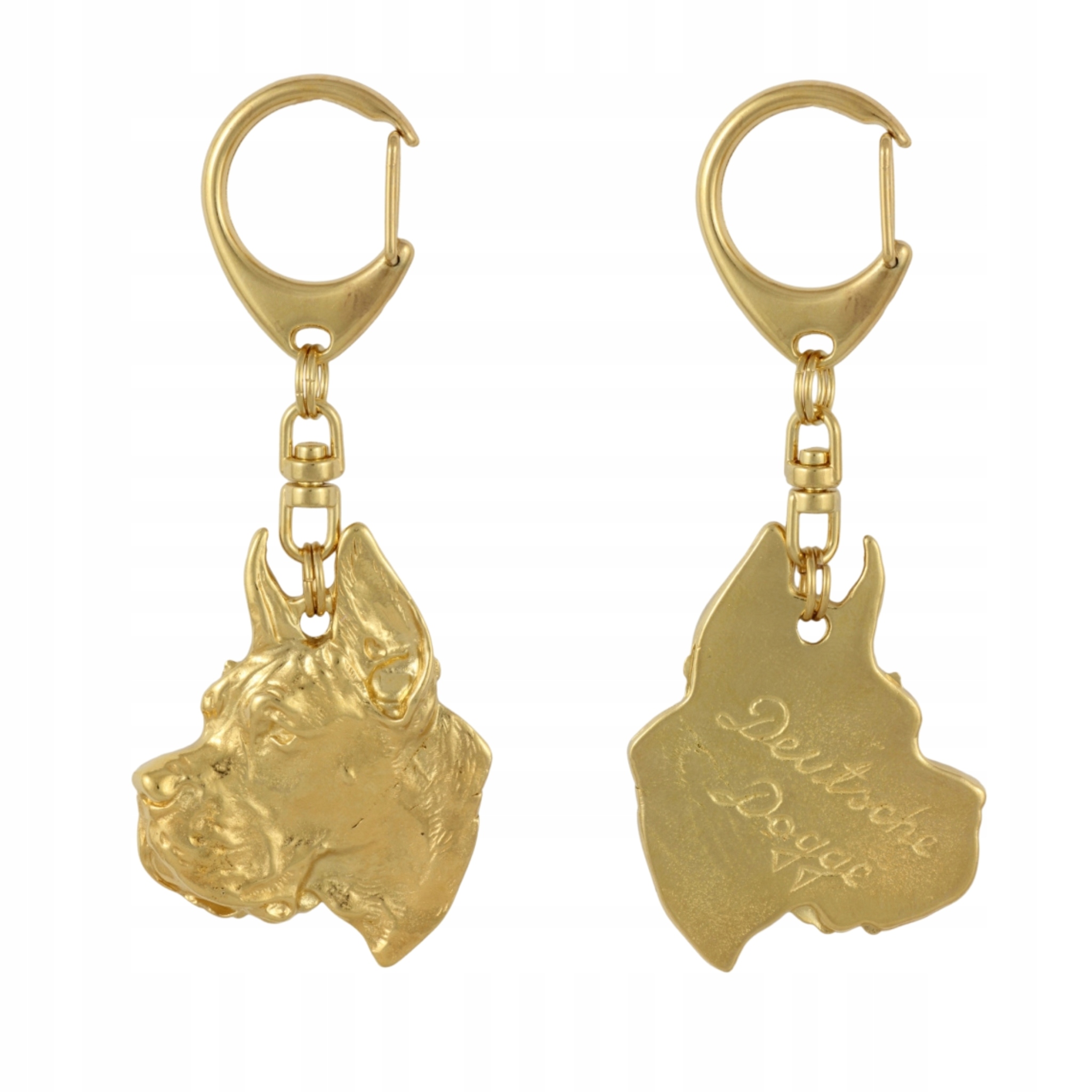 Německý pes I – pozlacený přívěsek na klíče na klíče se psem, ozdoba kabelky, luxus