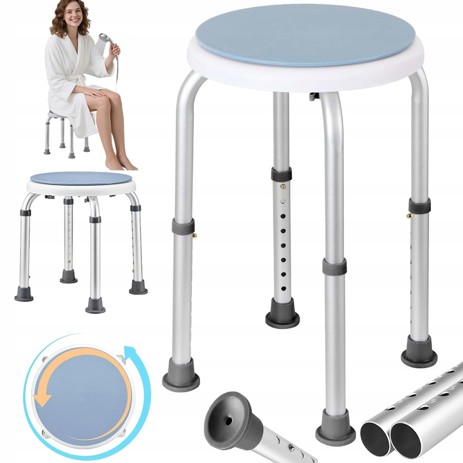 Krzesło Pod Przysznic Obrotowe Taboret Okrągły Stołek Do Wanny Dla Seniorów