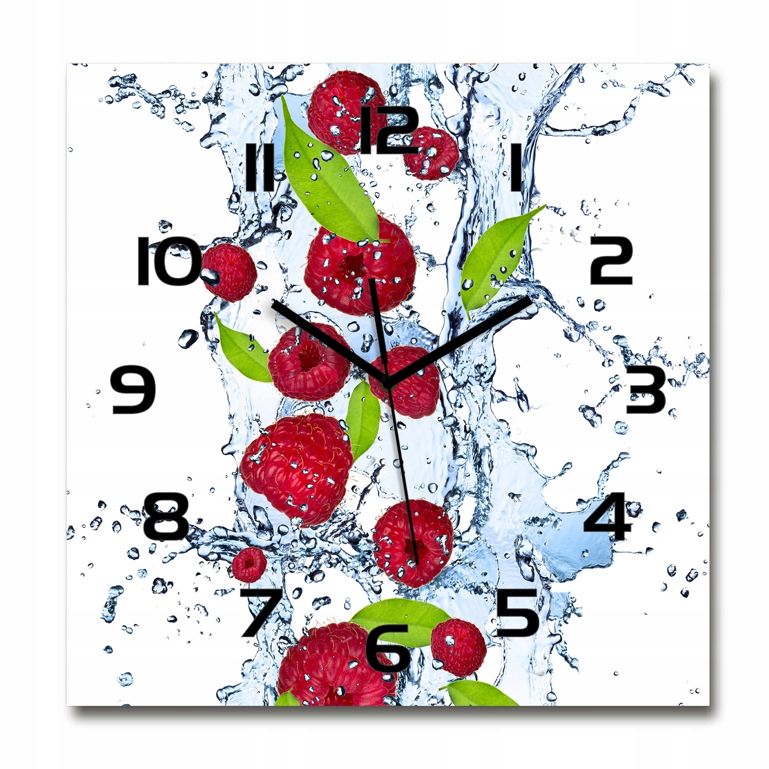 

Duży zegar szklany do salonu Maliny i woda 60x60cm
